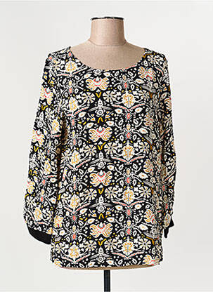 Blouse tissage popeline manches longues noir GARCIA femme