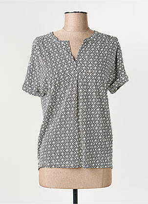 Blouse tissage popeline manches courtes noir OLSEN femme
