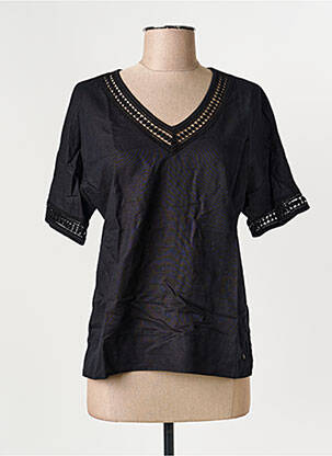 T-shirt col v manches courtes noir OLSEN femme