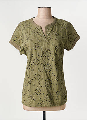 T-shirt coupe cintrée manches courtes vert OLSEN femme
