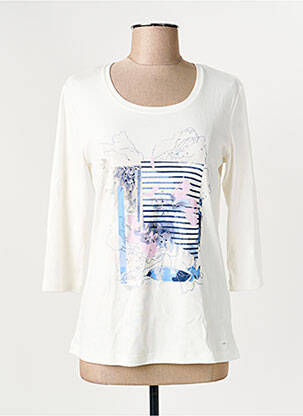 T-shirt sérigraphie floquée manches 3/4 blanc OLSEN femme