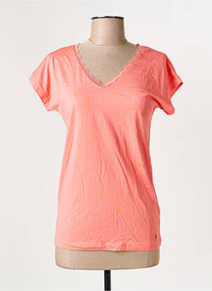 T-shirt col v manches courtes orange C'EST BEAU LA VIE femme