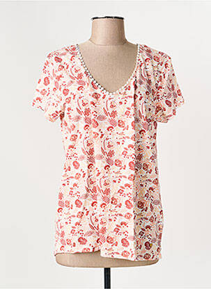 T-shirt col v manches courtes orange C'EST BEAU LA VIE femme