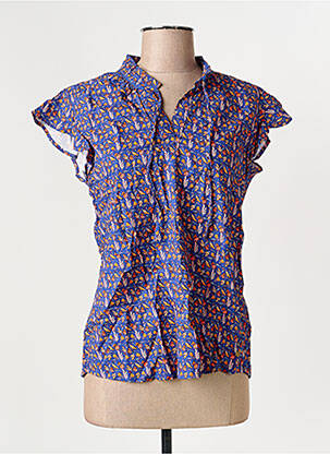 Blouse imprimé fantaisie manches courtes bleu C'EST BEAU LA VIE femme