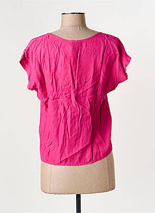 Blouse tissage popeline manches courtes rose SYSTEMACTION femme