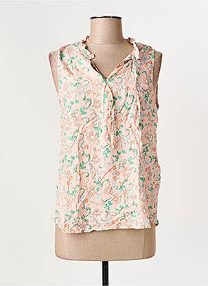 Blouse imprimé fleurs sans manche orange C'EST BEAU LA VIE femme