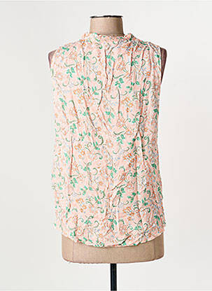 Blouse imprimé fleurs sans manche orange C'EST BEAU LA VIE femme