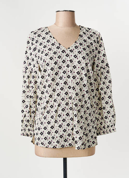 Blouse tissage popeline manches longues beige GARCIA femme