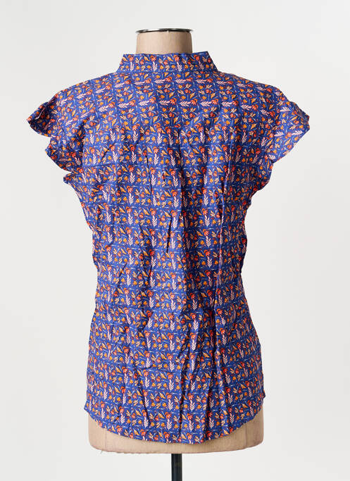 Blouse tissage popeline manches courtes bleu C'EST BEAU LA VIE femme