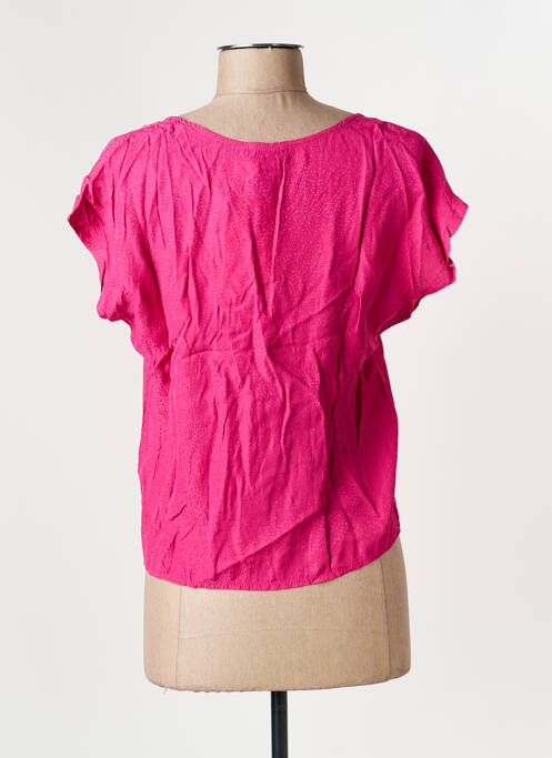 Blouse tissage popeline manches courtes rose SYSTEMACTION femme