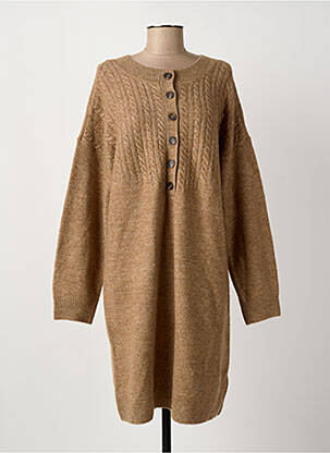 Robe pull col rond manches longues beige C'EST BEAU LA VIE femme