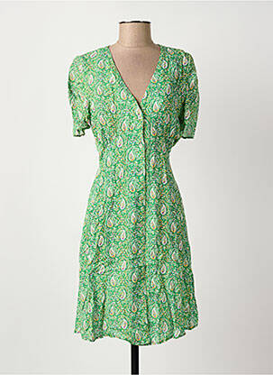 Robe mi-longue manches courtes manches courtes vert C'EST BEAU LA VIE femme