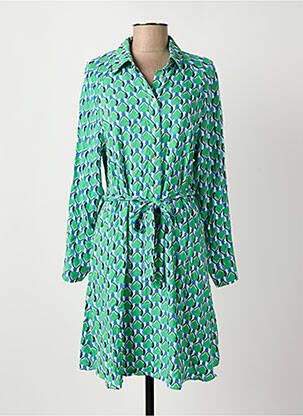 Robe mi-longue imprimé fantaisie manches longues vert C'EST BEAU LA VIE femme