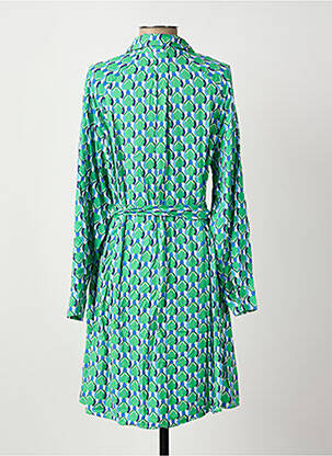 Robe mi-longue imprimé fantaisie manches longues vert C'EST BEAU LA VIE femme