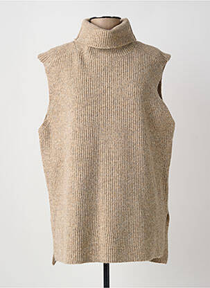 Pull coupe droite sans manche beige C'EST BEAU LA VIE femme