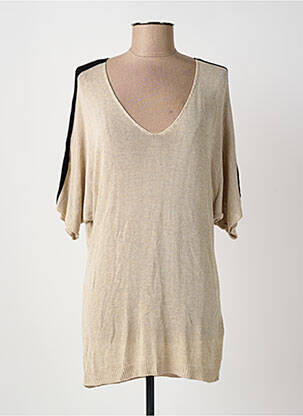 Pull tunique manches courtes beige PAZ TORRAS femme