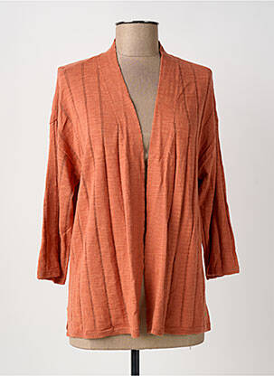 Gilet manches longues col v orange OLSEN femme