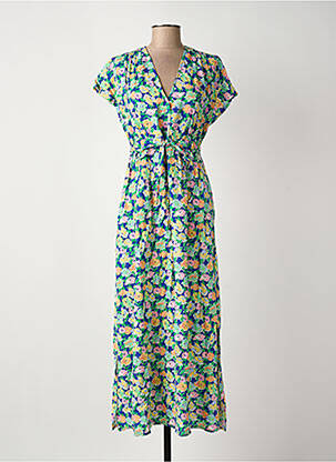 Robe longue manches courtes manches courtes bleu C'EST BEAU LA VIE femme