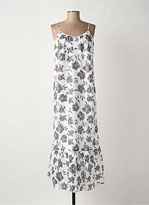Robe longue manches bretelles ajustables fines bretelles blanc LES P'TITES BOMBES femme
