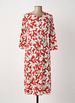 Robe mi-longue imprimé fleurs manches courtes rouge OLSEN femme