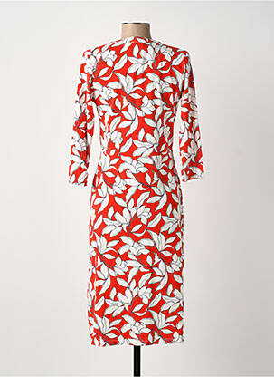 Robe mi-longue imprimé fleurs manches courtes rouge OLSEN femme