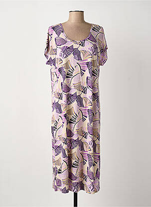 Robe mi-longue manches courtes manches courtes violet SIGNATURE femme