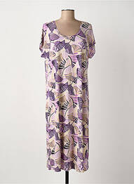 Robe mi-longue manches courtes manches courtes violet SIGNATURE femme