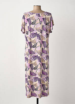 Robe mi-longue manches courtes manches courtes violet SIGNATURE femme
