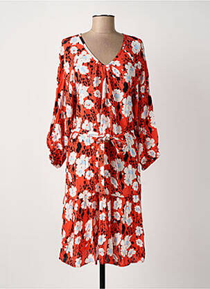 Robe mi-longue manches 3/4 manches 3/4 orange GARCIA femme