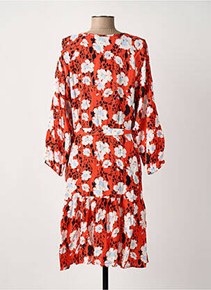 Robe mi-longue imprimé fleurs manches 3/4 orange GARCIA femme