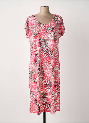 Robe mi-longue manches courtes manches courtes rose SIGNATURE femme