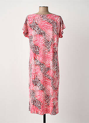 Robe mi-longue manches courtes manches courtes rose SIGNATURE femme