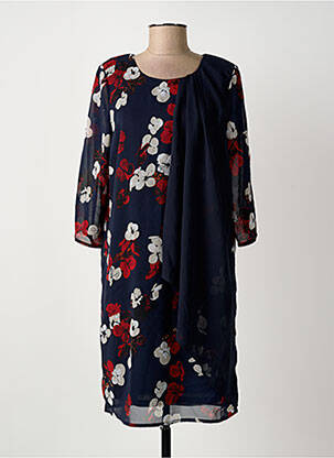 Robe courte manches 3/4 manches 3/4 bleu SIGNATURE femme