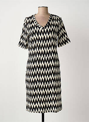 Robe mi-longue imprimé fantaisie manches courtes noir GARCIA femme