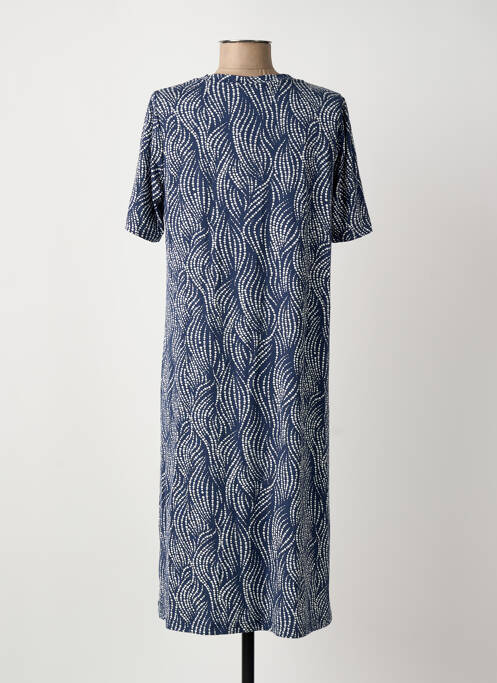 Robe mi-longue imprimé fantaisie manches courtes bleu SIGNATURE femme