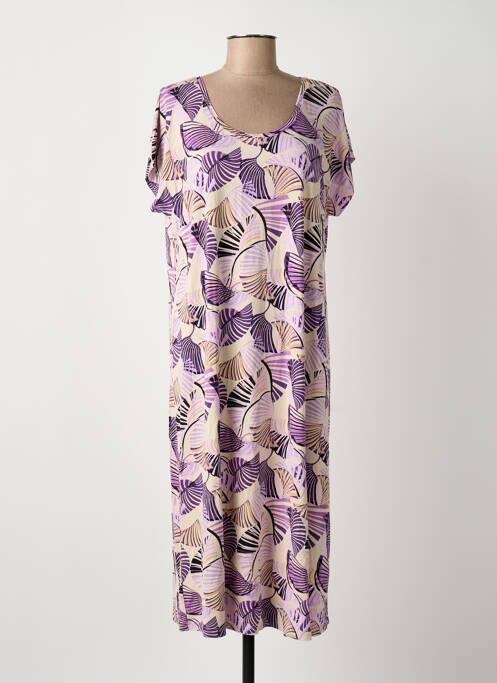 Robe mi-longue manches courtes manches courtes violet SIGNATURE femme