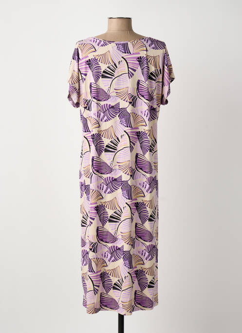 Robe mi-longue manches courtes manches courtes violet SIGNATURE femme