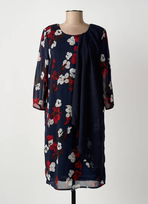 Robe courte manches 3/4 manches 3/4 bleu SIGNATURE femme
