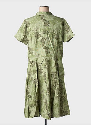 Robe mi-longue tissage crêpe manches courtes vert SHEEGO femme