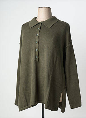 Pull coupe cintrée manches longues vert SHEEGO femme