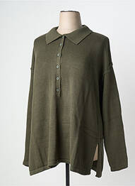 Pull coupe cintrée manches longues vert SHEEGO femme