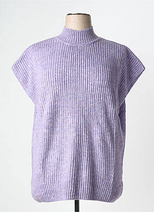 Pull tissage chiné manches courtes violet SHEEGO femme