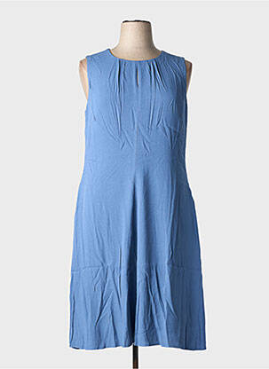 Robe mi-longue tissage crêpe sans manche bleu SHEEGO femme