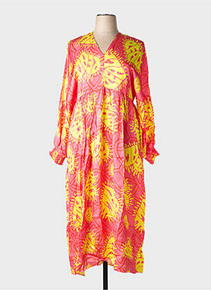 Robe longue manches longues manches longues rose SHEEGO femme