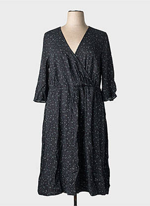 Robe mi-longue manches 3/4 manches 3/4 noir SHEEGO femme