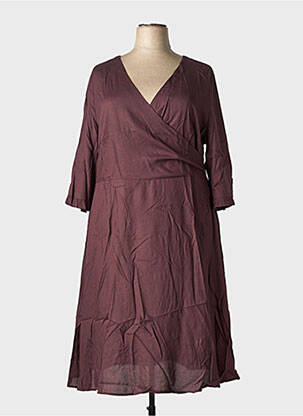 Robe mi-longue manches 3/4 manches 3/4 rouge SHEEGO femme