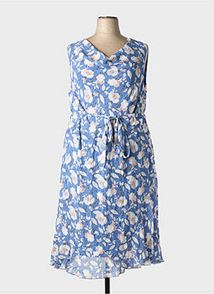 Robe mi-longue imprimé fleurs sans manche bleu SHEEGO femme