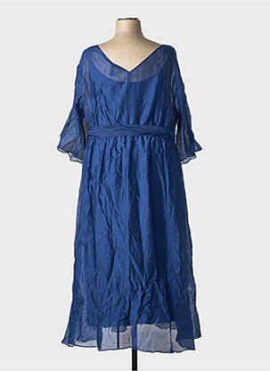 Robe longue tissage crêpe manches 3/4 bleu SHEEGO femme