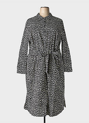 Robe mi-longue imprimé fantaisie manches longues noir SHEEGO femme