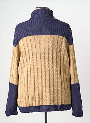 Pull col roulé maille torsadée manches longues bleu SHEEGO femme